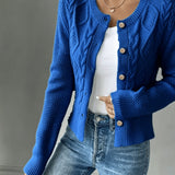 Women's Cable Knit Cardigan – Button Front Chunky Knitted Top