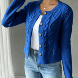 Women's Cable Knit Cardigan – Button Front Chunky Knitted Top