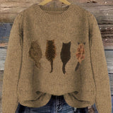 Women's Cat Print Jumper – Novelty Knit Sweater for Cat Lovers
