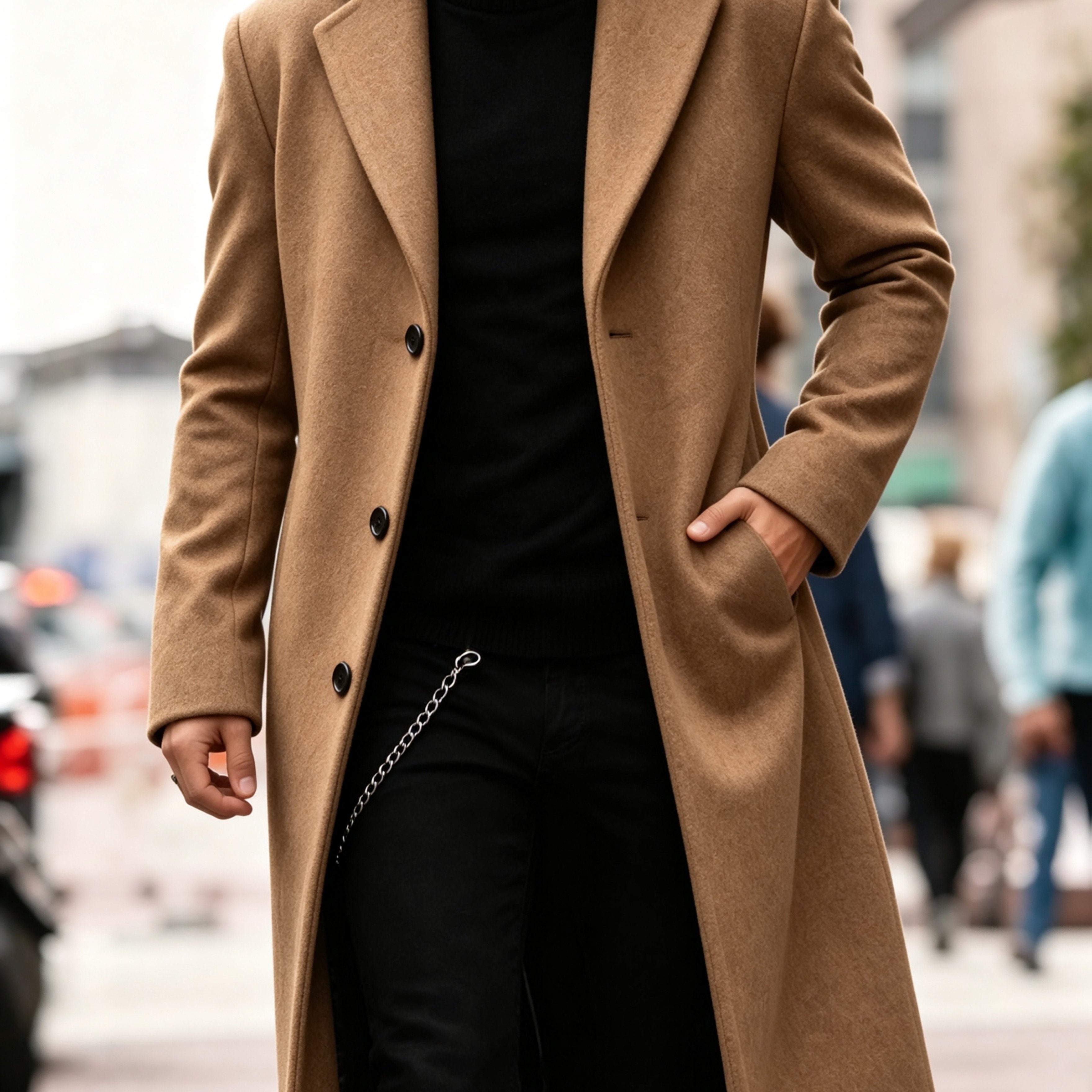 Men's Long Tailored Coat – Smart Winter Overcoat for Formal Wear