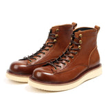 Men's Classic Lace Up Boots - Contrast Sole Ankle Boots