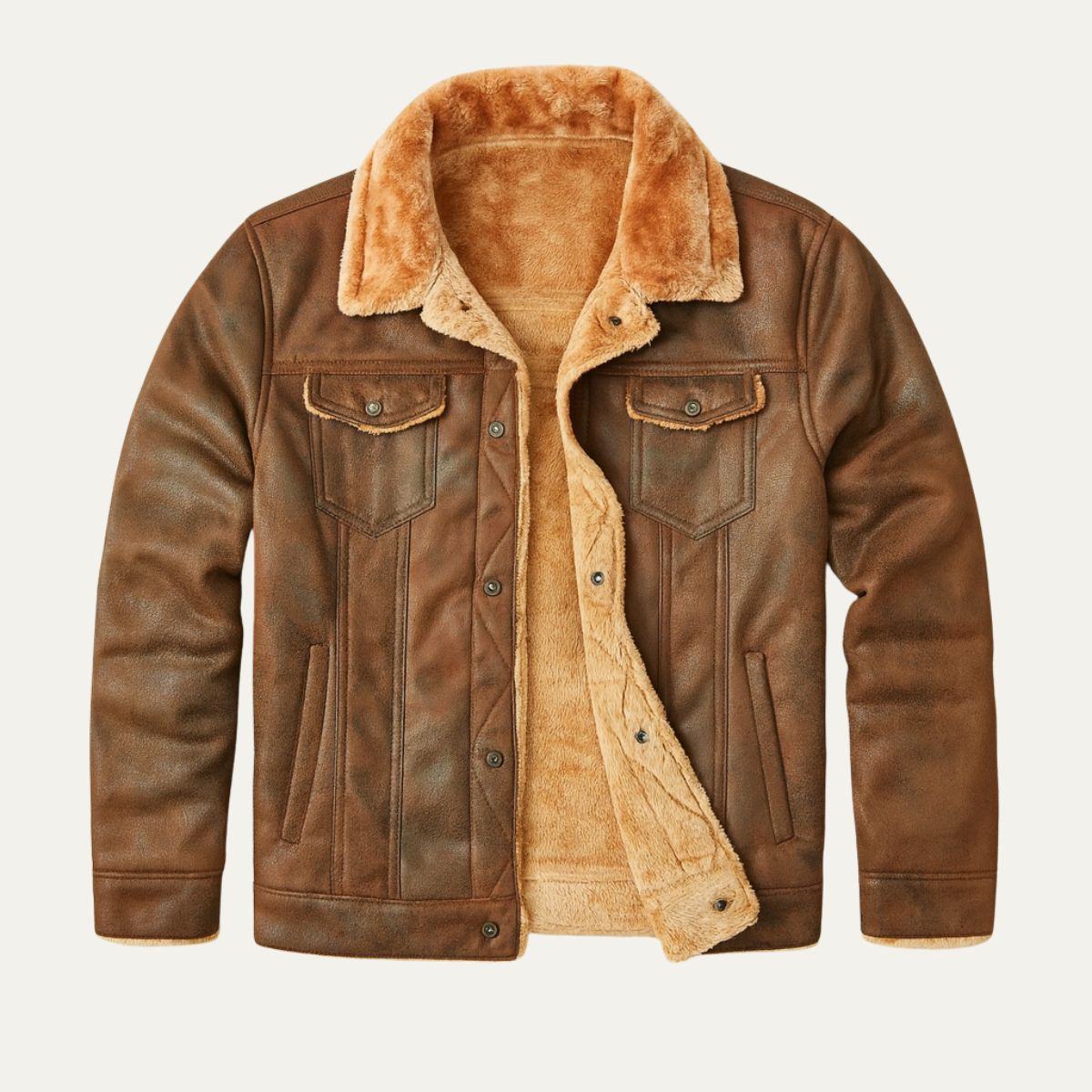 Men's Fleece Lined Suede Leather Jacket | Ultimate Winter Warmth & Classic Style