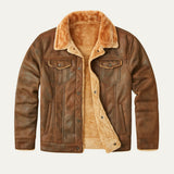 Men's Fleece Lined Suede Leather Jacket | Ultimate Winter Warmth & Classic Style