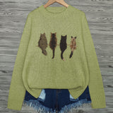 Women's Cat Print Jumper – Novelty Knit Sweater for Cat Lovers