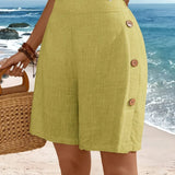 Comfortable Side Button Shorts | Mid-Thigh Summer Essential