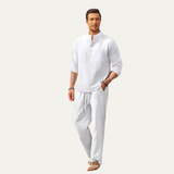 Men's Casual Long Sleeve Shirt Set | Lightweight Beach Comfort