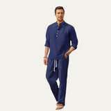 Men's Casual Long Sleeve Shirt Set | Lightweight Beach Comfort