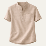Men's Cotton Linen Henley Shirt | Breathable Comfort, Effortless Style