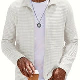 Men's Textured Zip Jacket – Stand Collar Smart Casual Outerwear