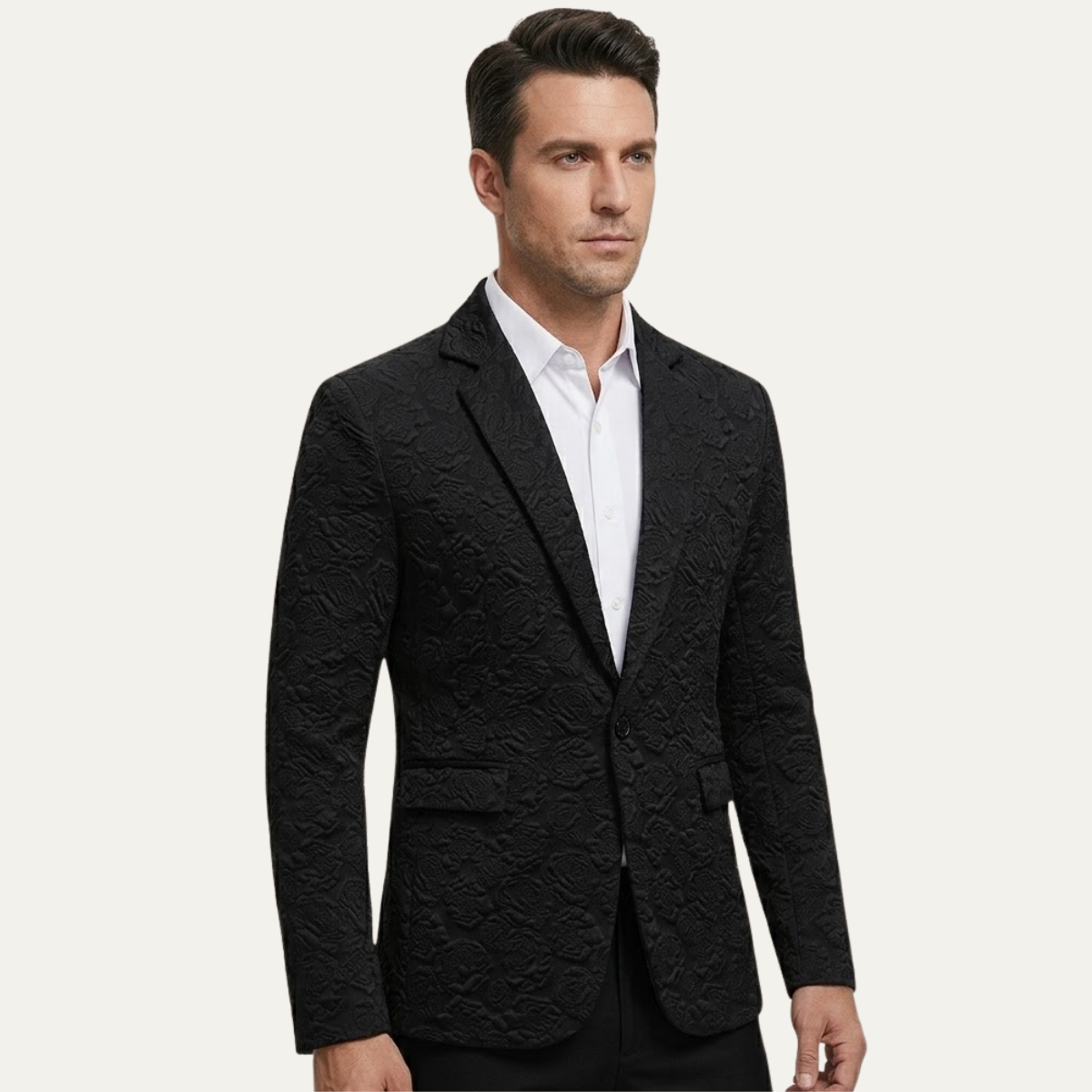 Men's Casual Rose Pattern Blazer | Textured Slim Fit Style