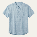 Men's Cotton Linen Henley Shirt | Lightweight Summer Comfort