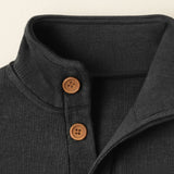 Men's Gray Button Neck Knit Sweater | Premium Comfort, Timeless Style