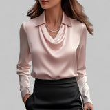 Draped Neck Satin Blouse | Luxurious Comfort, Timeless Sophistication
