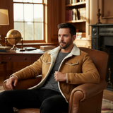 Men's Fleece Lined Suede Leather Jacket | Ultimate Winter Warmth & Classic Style