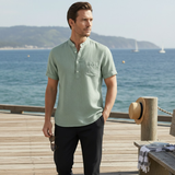 Men's Cotton Linen Henley Shirt | Breathable Casual Style