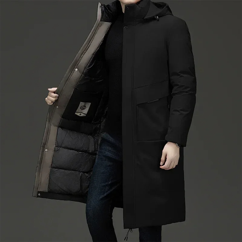 Men's Long Hooded Winter Coat – Full Length Warm Overcoat