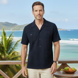 Cuban Collar Linen Shirt for Men | Lightweight, Vintage-Inspired Style