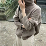 Wool-Cashmere Ribbed Turtleneck Cardigan | Luxurious Warmth & Timeless Style