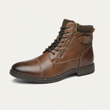 Men's Vintage Leather Ankle Boots | Classic Combat Style & All-Day Comfort