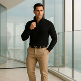 Men's Half Zip Ribbed Sweater | Classic Comfort & Versatile Style