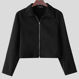 Men's Cropped Zip Jacket – Short Structured Casual Bomber Style