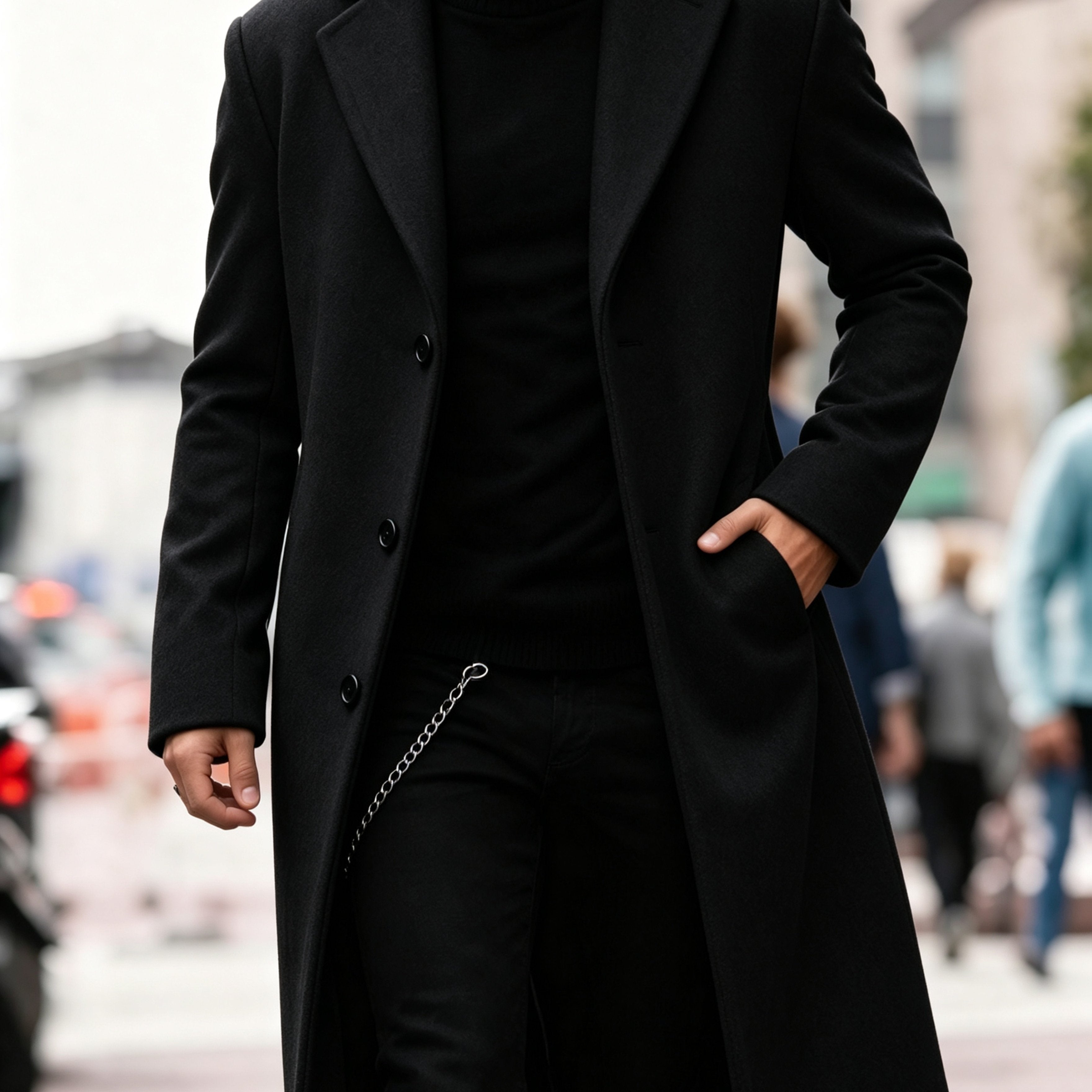 Men's Long Tailored Coat – Smart Winter Overcoat for Formal Wear