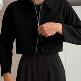 Men's Cropped Zip Jacket – Short Structured Casual Bomber Style