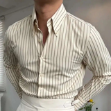 Men's Business Shirt | Professional Contrast Stripe Style