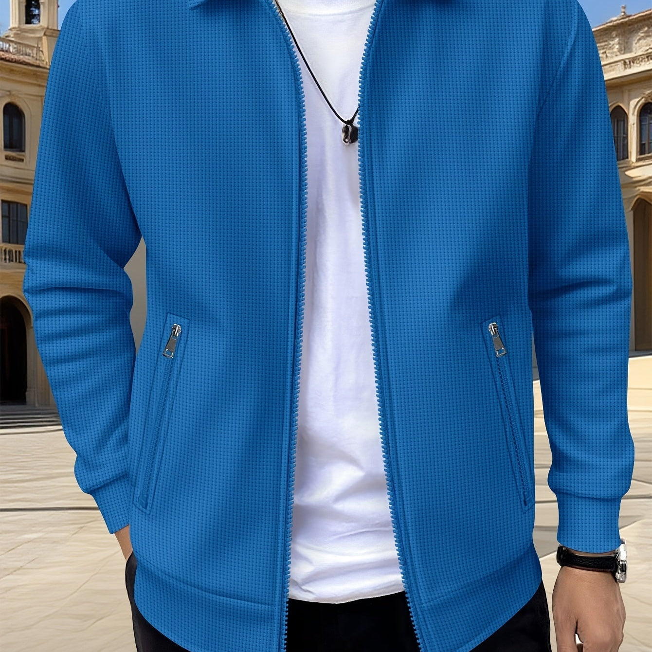 Men's Textured Zip Jacket – Lightweight Modern Casual Layer