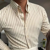 Men's Business Shirt | Professional Contrast Stripe Style