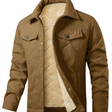 Men's Utility Jacket with Press Studs – Rugged Winter Overshirt