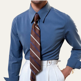 Men's Slim Fit Pointed Collar Dress Shirt | Trendy Professional Style