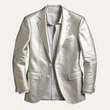 Men's Silver Metallic Blazer | Luxury Party & Dinner Elegance