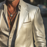 Men's Silver Metallic Blazer | Luxury Party & Dinner Elegance