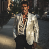 Men's Silver Metallic Blazer | Luxury Party & Dinner Elegance