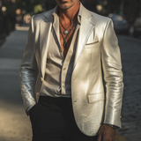 Men's Silver Metallic Blazer | Luxury Party & Dinner Elegance