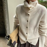 Wool-Cashmere Ribbed Turtleneck Cardigan | Luxurious Warmth & Timeless Style