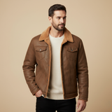 Men's Fleece Lined Suede Leather Jacket | Ultimate Winter Warmth & Classic Style