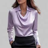 Draped Neck Satin Blouse | Luxurious Comfort, Timeless Sophistication