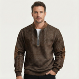 Men's Half Zip Sweater | Classic Comfort with Elbow Patches