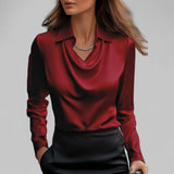 Draped Neck Satin Blouse | Luxurious Comfort, Timeless Sophistication