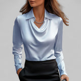 Draped Neck Satin Blouse | Luxurious Comfort, Timeless Sophistication