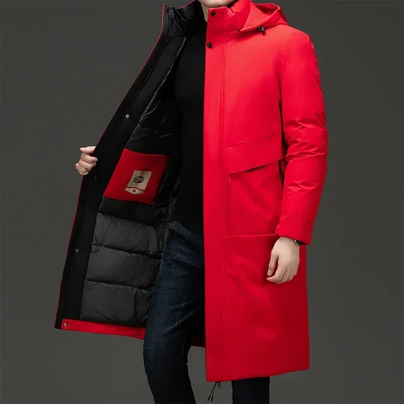Men's Long Hooded Winter Coat – Full Length Warm Overcoat
