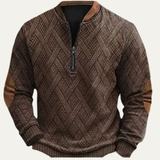Men's Winter Half Zip Sweater | Classic Comfort with Elbow Patches