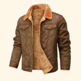 Men's Fleece Lined Suede Leather Jacket | Ultimate Winter Warmth & Classic Style