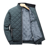 Men's Quilted Bomber Jacket - Fleece-Lined Ribbed Trim Layer
