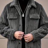 Men's Textured Winter Jacket – Warm Casual Outerwear with Character