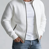 Men's Textured Stand Collar Jacket – Smart Casual Autumn Style