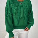 Women's Cable Knit Jumper – Crew Neck Classic Knitted Sweater