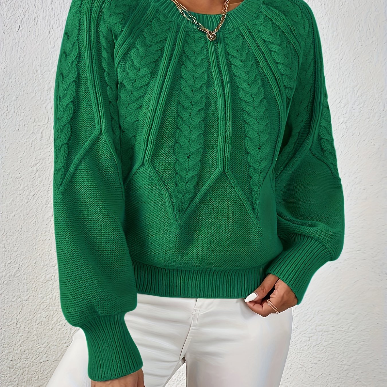 Women's Cable Knit Jumper – Relaxed Fit Chunky Winter Top